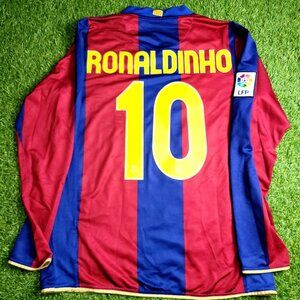 Ronaldinho Barcelona Anniversary 2007 2008 Long Sleeve Soccer Jersey M